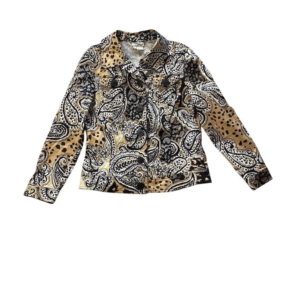 Just B Women's‎ Paisley Lightweight Jacket Black Petite Medium PM